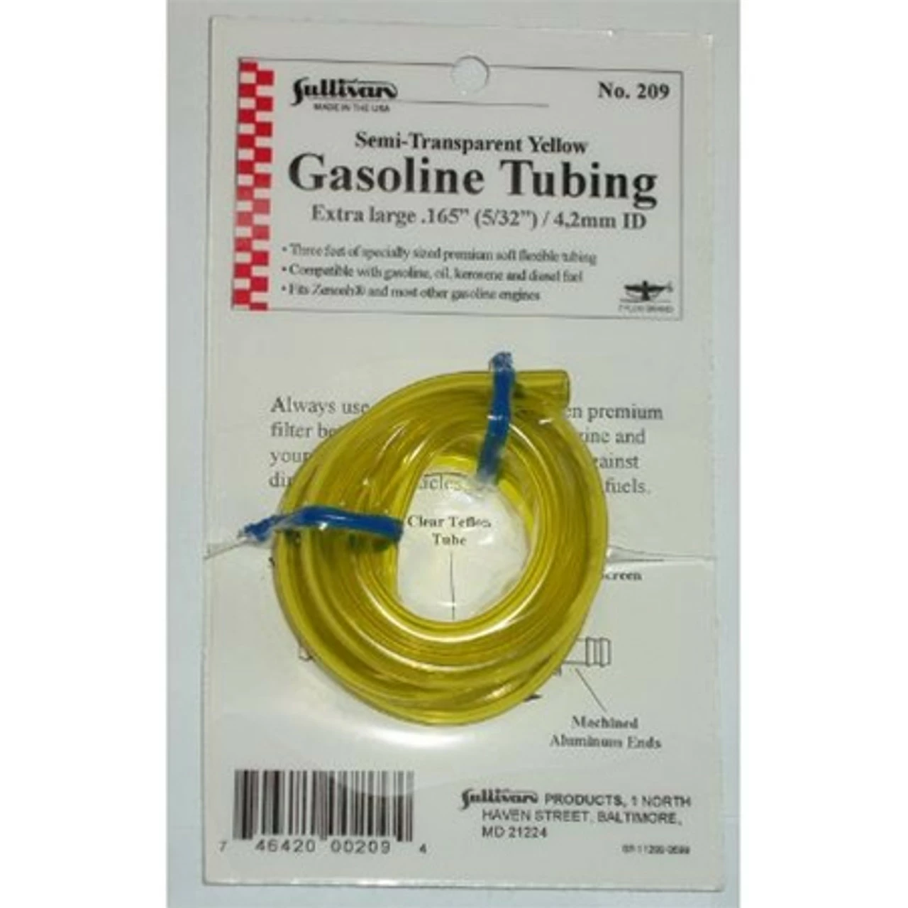 SUL209 Sullivan 11/64" ID.165" Gasoline Fuel Tubing Yellow 3Feet 1 SUL209 Sullivan 11/64" ID.165" Gasoline Fuel Tubing Yellow 3Feet
