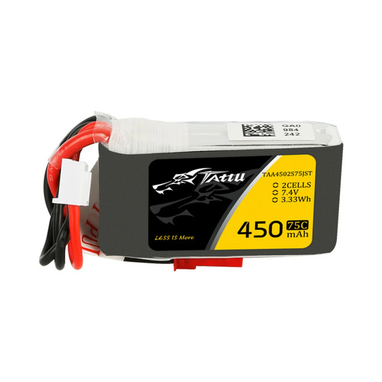 TAT75C4502SJST Tattu 450mAh 7.4V 75C 2S1P Lipo Battery Pack With JST-SYP Plug 1 TAT75C4502SJST Tattu 450mAh 7.4V 75C 2S1P Lipo Battery Pack With JST-SYP Plug