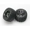 TRA5374A TRAXXAS Gemini Black Chrome Wheel W/ Talon Tire (2):E-Revo