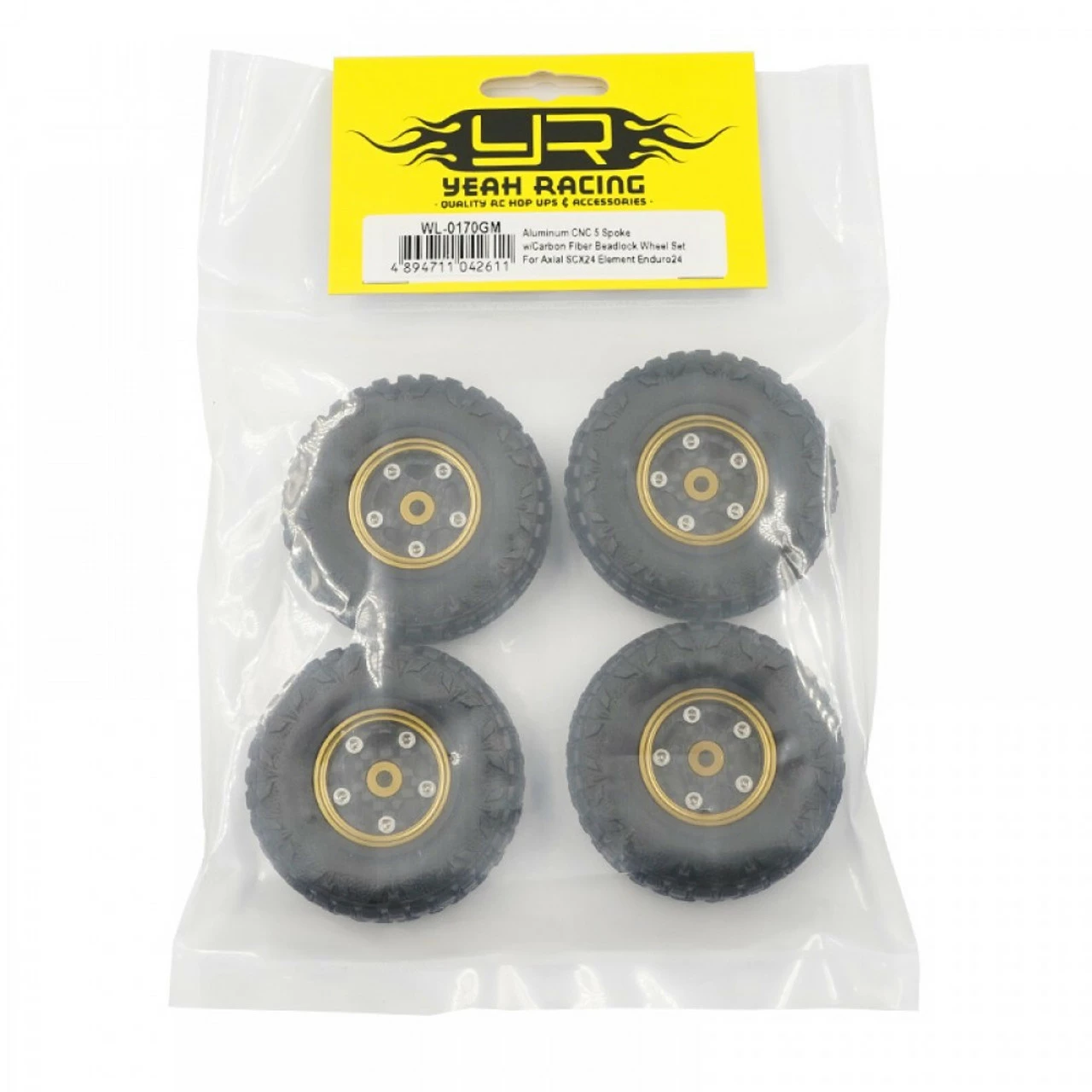 YAWL0170GM YEAH RACING Aluminum CNC 5 Spoke W/ Graphite Beadlock Wheel Set For Axial SCX24 Element Enduro24 2 YAWL0170GM YEAH RACING Aluminum CNC 5 Spoke W/ Graphite Beadlock Wheel Set For Axial SCX24 Element Enduro24 - Image 2