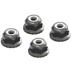 Arrma AR708008 ARMMA Flanged Nyloc Locknut 4mm, Silver (4)