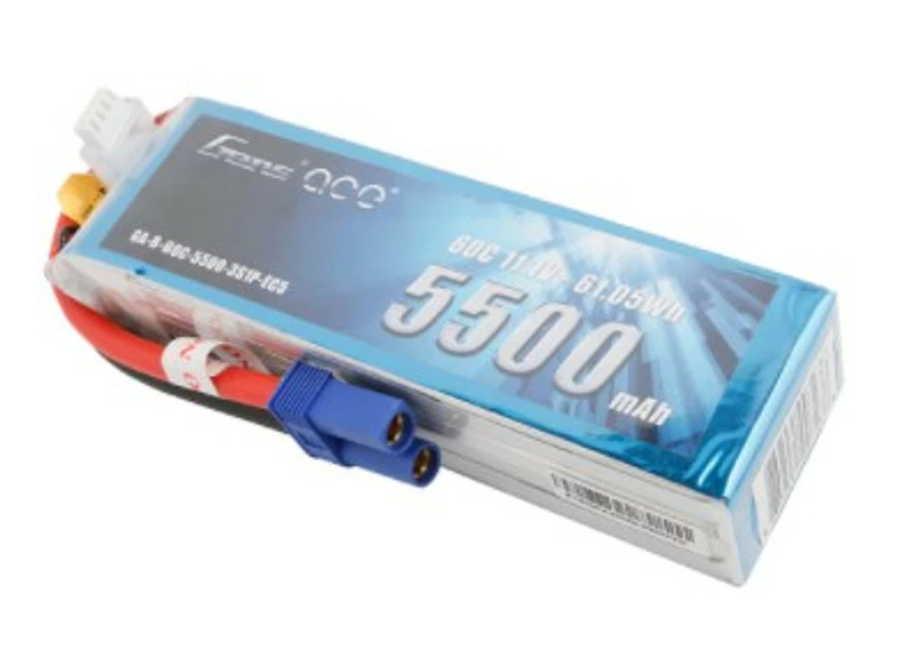 GA60C55003SEC5 Gens Ace 5500mAh 11.1V 60C 3S1P Lipo Battery Pack With EC5 Plug 1 GA60C55003SEC5 Gens Ace 5500mAh 11.1V 60C 3S1P Lipo Battery Pack With EC5 Plug
