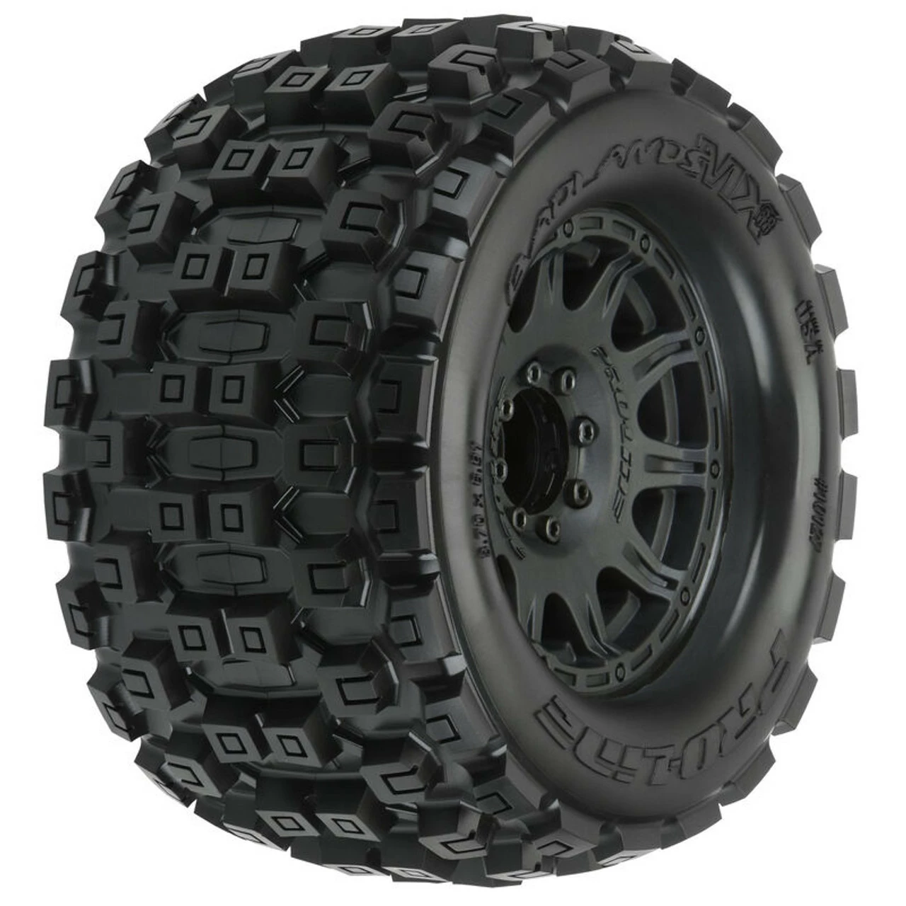 PRO1012710 PRO-LINE Badlands MX38 3.8" Mounted Raid MT Tires, 8x32 17mm (F/R) 1 PRO1012710 PRO-LINE Badlands MX38 3.8" Mounted Raid MT Tires, 8x32 17mm (F/R)