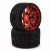 SRC1001R Sweep Road Crusher Belted Pre-Mounted Monster Truck Tires (Red) (2pc Set)