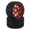 SRC1002R Sweep Racing SRC Monster Truck Terrain Crusher Belted Tire Red Wheel (2pcs) Set