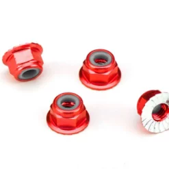 TRA1747A TRAXXAS Aluminum Flanged Serrated 4mm Nuts - Red