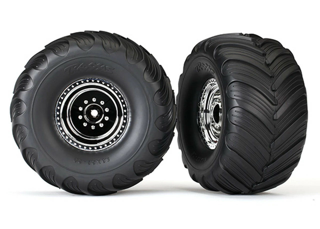 TRA3665X TRAXXAS Tires & Wheels, Assembled, Glued (chrome Wheels, Terra Groove Dual Profile Tires, Foam Inserts) (nitro Rear/ Electric Front) (2) 1 TRA3665X TRAXXAS Tires & Wheels, Assembled, Glued (chrome Wheels, Terra Groove Dual Profile Tires, Foam Inserts) (nitro Rear/ Electric Front) (2)