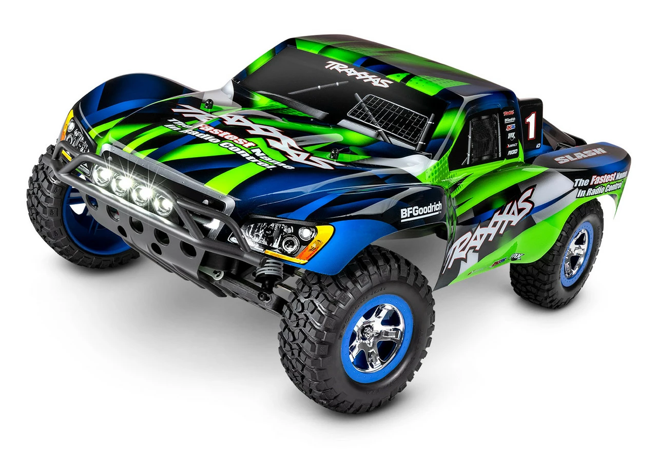 TRA58034-61GRN TRAXXAS Slash 1/10 RTR Short Course Truck W/ LED Lights, TQ 2.4GHz Radio, Battery And DC Charger - Green 1 TRA58034-61GRN TRAXXAS Slash 1/10 RTR Short Course Truck W/ LED Lights, TQ 2.4GHz Radio, Battery And DC Charger - Green