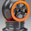 TRA5870X Traxxas Wheel SCT Black Orange Beadlock 2WD Front (2)