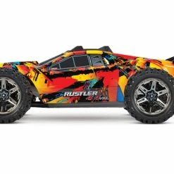 TRA67076-4SLRF Traxxas Rustler VXL 4x4 Brushless RTR 1/10 4WD Truck - Solar Flare -AIRPLANES SHOP tra67076 4slrf 3 48460.1666283615