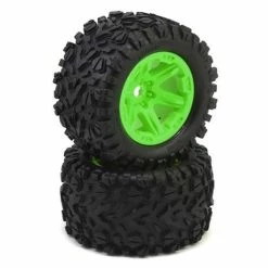 TRA8672G Traxxas Tires & Wheels, Assembled, Glued (green Wheels, Talon EXT Tires, Foam Inserts) (2) (17mm Splined) (TSM Rated)
