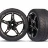 TRA9371 TRAXXAS Corvette Stingray Tires And Wheels, Assembled, Glued (split-spoke Black Chrome Wheels, 2.1" Response Tires) (extra Wide, Rear) (2)