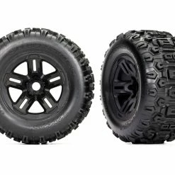 TRA9672 TRAXXAS Sledge Tires And Wheels, Assembled, Glued (3.8" Black Wheels, Sledgehammer® Tires, Foam Inserts) (2)